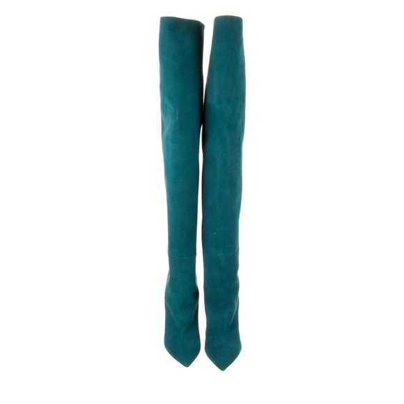 Saint Laurent Suede Over-The-Knee Boots - Picture 2 of 8